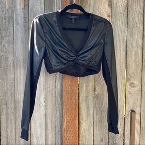 BCBGMAXAZRIA Cropped Long Sleeve Top